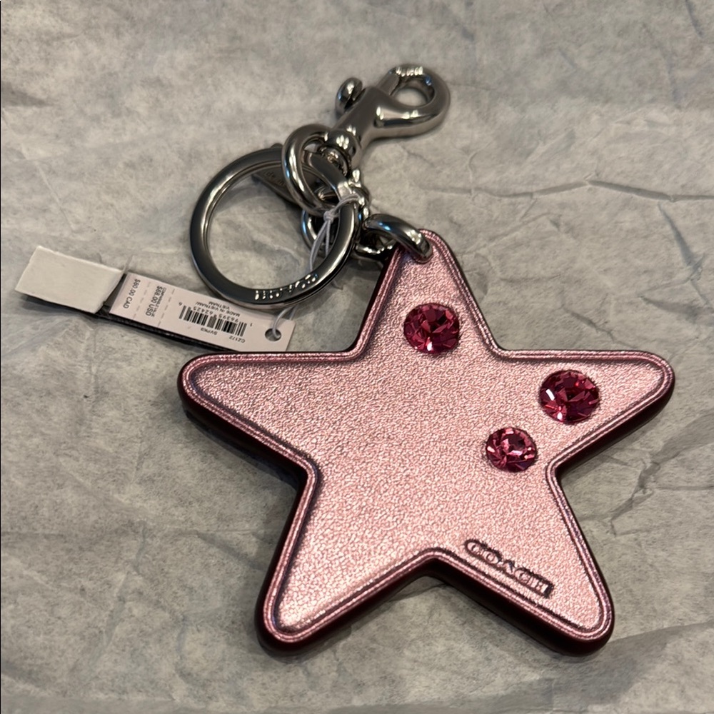 Coach Metallic Pink Star Keychain